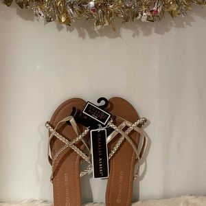 COPY - Charles Albert Gold Crisscross Strap Flat Sandals Size 7/8